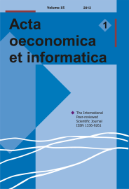 Acta Oeconomica et Informatica, AOEI, VOL. 15, No. 1/2012 - title image