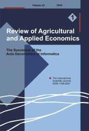 Review of Agricultural and Applied Economics, RAAE, VOL.19, No. 1/2016 - title image